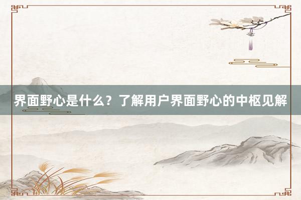 界面野心是什么？了解用户界面野心的中枢见解